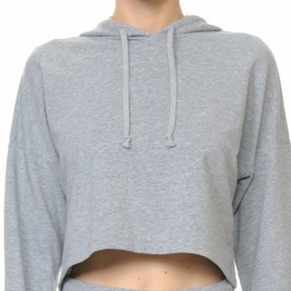 WOMENS GRAY CROPPED SWEATSHIRT - Picture 2 of 4